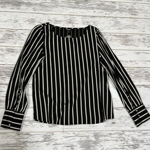 Express Women’s Size Small Black Silver Vertical Dress Blouse Shirt New with Tag